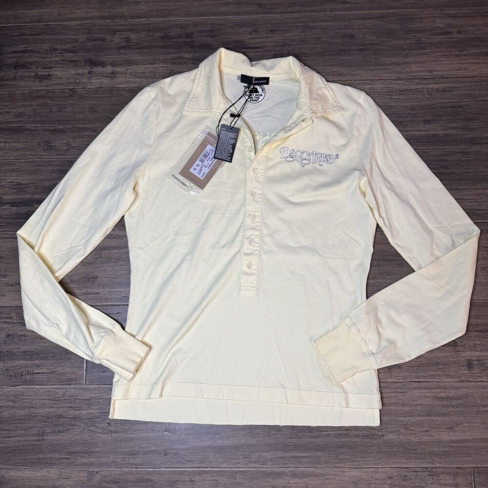 DSquared2 Made In Italy Shirt Long Sleeve Yellow Size XL Womens Designer NWT